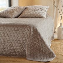 Couvre-Lit et Taies d'Oreiller en Velours Matelassé - Naturel - Microfibre/Polyester/Velours - Home Maison