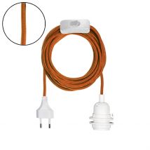 Suspension douille baladeuse à prise - Orange - 400 cm - Corde - Home Maison