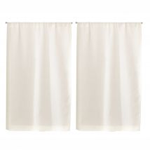 Paire de Petits rideaux Unis en Etamine - Blanc - 45x90 cm - Polyester - Home Maison