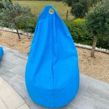 Pouf poire à microbille - Bleu azur - 80 cm - Polyester - Home Maison