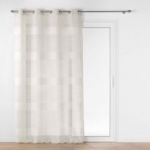 Voilage rayures horizontale s - Effet lin - Blanc - Polyester - Home Maison