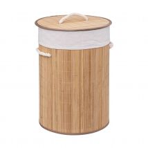 Panier à linge rond en bambou 48L - Naturel - 48 L - Bambou - Home Maison