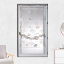 Petit voilage en organza jacquard à remonter - Ivoire - 90x200 cm - Polyester - Home Maison