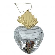 Ex-voto décoratif en forme de cœur disco - Argent - 13x5x19 cm - Métal - Home Maison