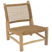 Fauteuil bas en bois et tressage - Naturel - 62x75x85 cm - Bois - Home Maison