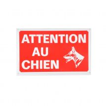 Plaque en métal "ATTENTION AU CHIEN" - Rouge - Métal - Home Maison