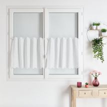 Brise bise en étamine motif losanges - Blanc - 150x60 cm - Lin/Poly-Lin/Polyester - Home Maison