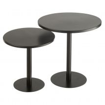 Lot de 2 tables basses gigognes en aluminium - Noir Mat - 50x50x51 cm - Aluminium - Home Maison