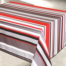Nappe anti tache à rayures - Rouge - 145x240 cm - 100% POLYESTER-FIBRE - Home Maison