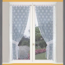 Paire de Rideaux "Bonne-Femme" avec Embrasses - Blanc - Polyester - Home Maison