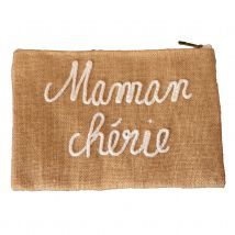 Pochette Jute "Maman chérie" - Naturel - 27x20 cm - Jute - Home Maison