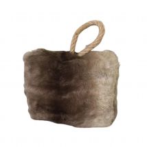 Cale porte - Effet grizzly - Marron Clair - Diam. 17xp. 8 cm - Fourrure - Home Maison