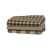 Lot de 3 torchons à carreaux en coton - Kaki - 50x70 cm - Coton - Home Maison