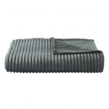 Couverture polaire - - Effet côtelé 3D - Gris clair - 180x240 cm - Polyester - Home Maison