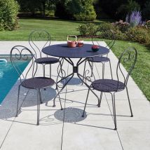 Salon de jardin bistrot en acier anthracite - Gris anthracite - 95x72 cm - Métal - Home Maison