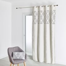 Rideau ameublement jacquard parement motif éthnique - Ivoire - 140x260 cm - Polyester - Home Maison
