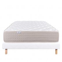 Ensemble literie ressorts ensachés 26 cm avec sommier bois massif blanc - Blanc - 140x190 cm - Mousse - Home Maison