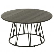 Table basse ronde - Effet bois et fer - Noir - 80x80x40 cm - Métal - Home Maison