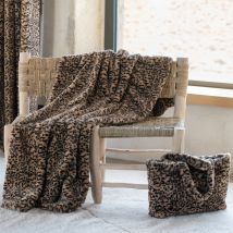 Plaid fausse fourrure léopard - Beige - 130x180 cm - Polyester - Home Maison