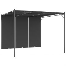 Auvent extérieur avec rideau latéral - Gris anthracite - 3x3m - Polyester - Home Maison