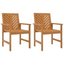 Lot de deux chaises de jardin en bois d'acacia - Marron - Bois - Home Maison