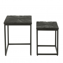 Lot de 2 tables gigognes shanil en bois et métal - Noir - 43x43 cm - Bois - Home Maison