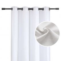Rideau poly-lin à œillets - Blanc - 160x240 cm - Lin/Polyester - Home Maison