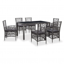 Table et chaises en résine tressée extérieures - Gris - Résine - Home Maison