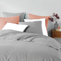 Parure de couette Linette gris - Gris - Coton - Home Maison