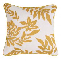 Coussin Feuillage Style Henri Matisse - Jaune - 45x45 cm - Coton/Polyester - Home Maison