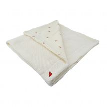 Couverture réversible Love pour bébé - Crème - 75x100 cm - Coton - Home Maison