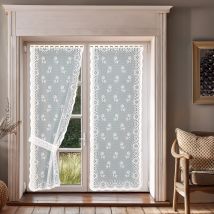 Paire de rideaux Bonne-Femme avec embrasses - Blanc - 60x120 cm - Polyester - Home Maison