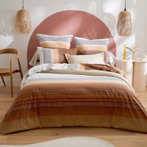 Housse de couette esprit géométrique en coton - Cuivre - Coton - Home Maison
