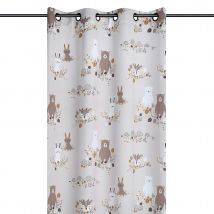 Rideau occultant enfant animaux de la forêt - Naturel - 135x260 cm - Polyester - Home Maison
