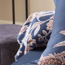 Taie de traversin en satin Botanic - Bleu Marine - Coton - Home Maison