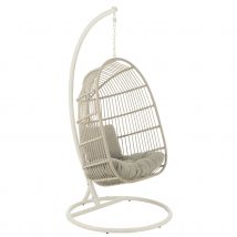 Fauteuil suspendu acier et corde - Gris - 103x103x195 cm - Métal - Home Maison