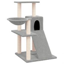 Arbre à chat avec griffoirs 82 cm - Gris clair - 84x50 cm - Bois - Home Maison