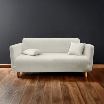 Housse de canapé extensible bouclette - Naturel - 230x60x105 cm - Polyester - Home Maison