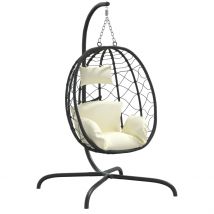Chaise suspendue avec coussin extérieur - Crème - 100x200 cm - Résine - Home Maison