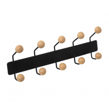 Patère murale en bois 10 accroches - Noir - Bois - Home Maison