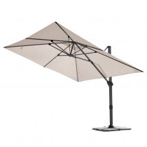Grand parasol rectangulaire avec rotation 360° - Lin - 3x4 m - Aluminium - Home Maison