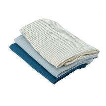 Lange pour bébé lot de 3 double gaze de coton - Bleu - 60x60 cm - Coton - Home Maison