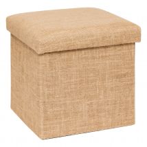 Pouf de rangement pliant toile de jute - Beige - Jute - Home Maison