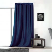 Rideau uni avec galon fronceur - Bleu - Polyester - Home Maison