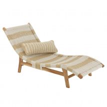 Transat et coussin en tissage - Naturel - 168x65x78 cm - Bois/Plastique - Home Maison