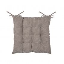 Galette de chaise carrée en velours côtelé - Taupe - 38x38 cm - Polyester - Home Maison
