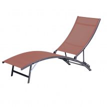Lot de 2 Bains de soleil Bahia - Terracotta - 176x54.5xh 35/96 cm - Métal/Polyester - Home Maison