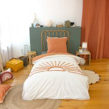 Parure de lit enfant coton tufté motif soleil - Terracotta - Coton - Home Maison