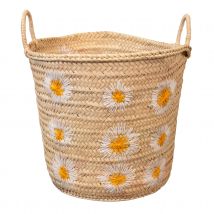 Panier de rangement marguerite - Naturel - 40x40x45 cm - Feuille de palmier - Home Maison