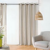 Rideau Voilage rayé poly-lin - Ecru - 145x275 cm - Poly-Lin - Home Maison